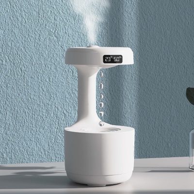 Umidificador De Ar Difusor Anti Gravidade Gotas De Água Que Sobe Aromatizador Com Relógio Led Bivolt